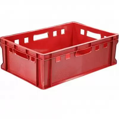 Ящик п/э мясной 600х400х200 сплошной Е2 (Арт. 207), без крышки (Красный)
