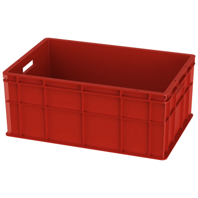 Ящик универсальный пищевой сплошной лёгкий (600х400х250), без крышки (Красный)